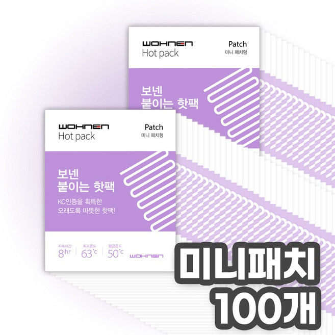 WOHNEN 미니핫팩 파스형, 100개