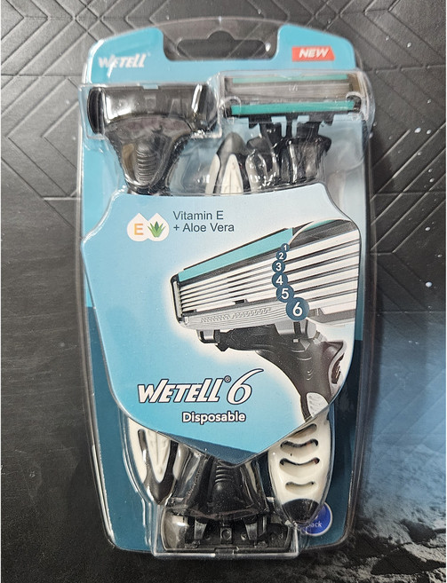 WETELL 일회용 휴대용 여행용 면도기 6중날 면도기 3개입, 1세트, 1세트