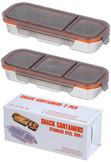 나인나 304스텐 칸막이 밀폐용기 반찬 도시락 2칸+3칸, 1세트, 블랙