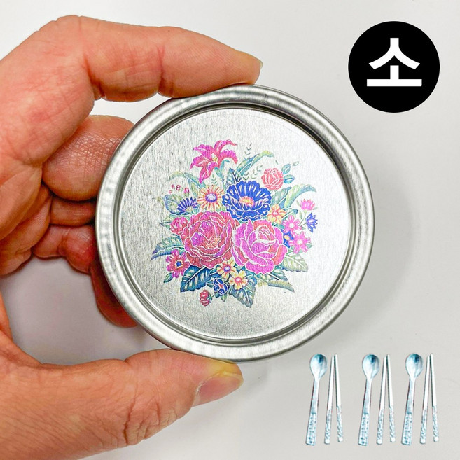 납골당 미니어처 레트로 양은 쟁반 + 수저3벌, 작은 은색 쟁반 수저 세트 2번