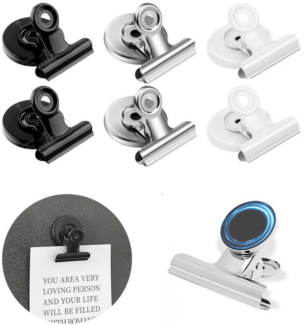 도나토르 초강력 냉장고 자석 집게 6p, 6개, 블랙+실버+화이트