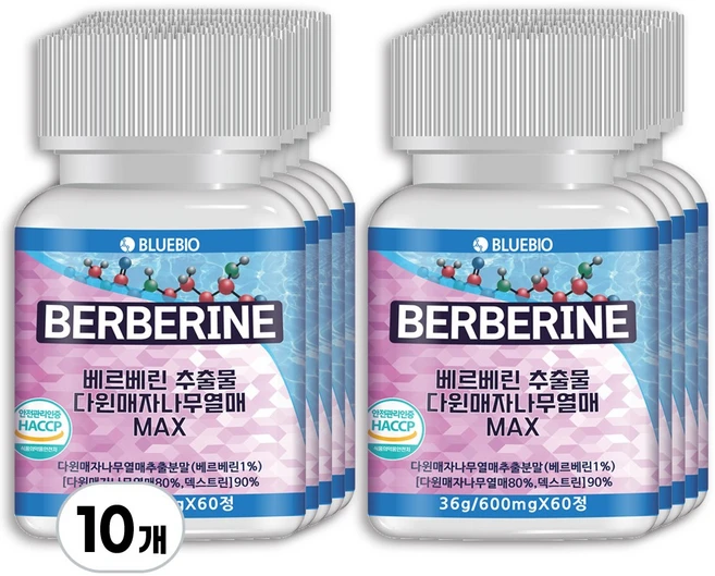 베르베린 추출물 다윈매자나무열매 MA0mg, 10개, 60정 - 쿠팡
