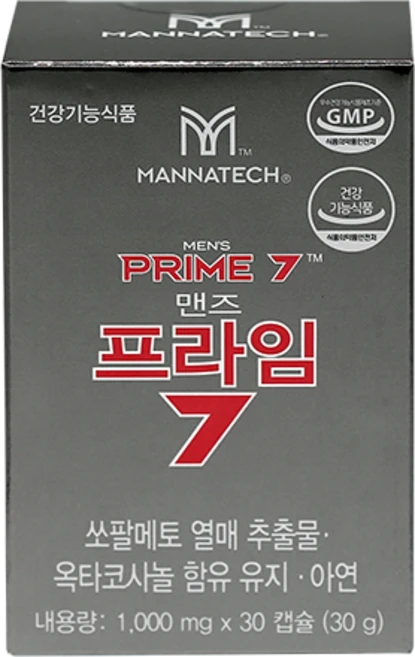 맨즈프라임7 남성건강 자신감 건강한 전립선지원 소팔메토 옥타코사놀 아연, 1개, 30정 - 쿠팡