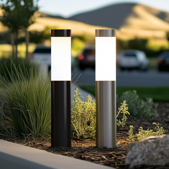 태양열 정원등 태양광 정원 조명 문주 잔디등 야외 LED 조명등 마당 경관 볼라드 대형, 블랙-노란빛