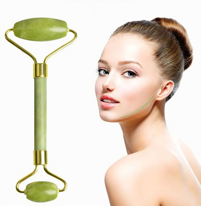 천연옥 얼굴마사지기/순환 눈 턱 목 페이스 지압롤러, 1개