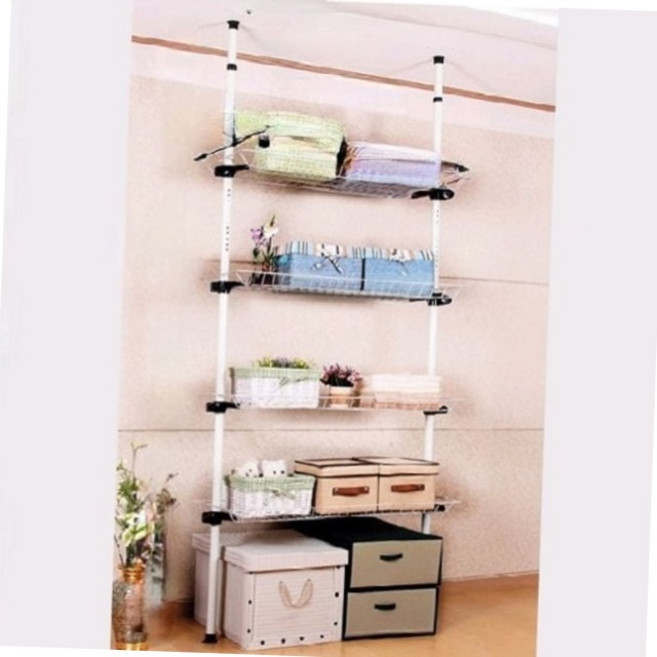 천장 압축 기둥식 세탁기 선반 4단 다용도실 베란다 수납 틈새 정리대 천장고정선반 공간활용수납 철망선반