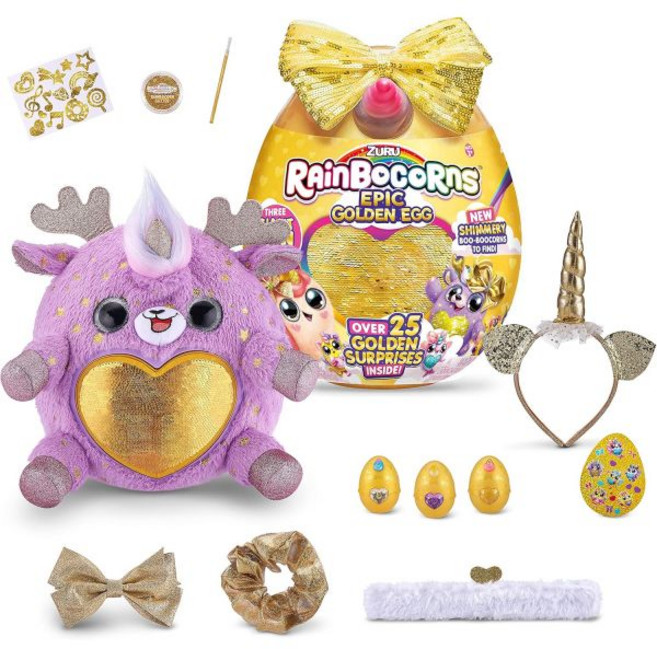 레인보우콘스 에픽 골든 에그 25개 봉제 인형 반지 스티커 리본 포함, Reindeer
