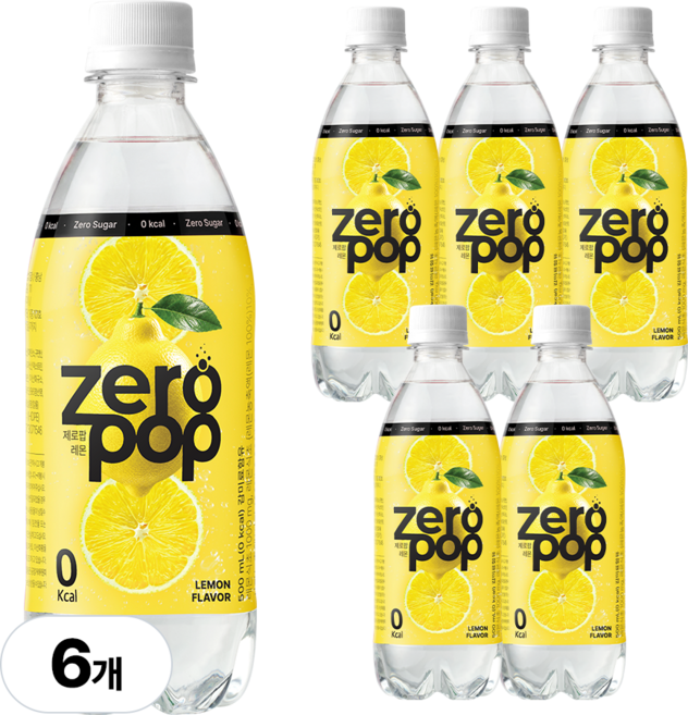 잇더핏 제로팝 레몬맛 애사비소다 제로 탄산음료, 6개, 500ml