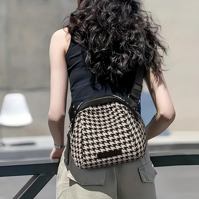 클래식 감성 하운드 체크 숄더 크로스백 데일리 여성 가방