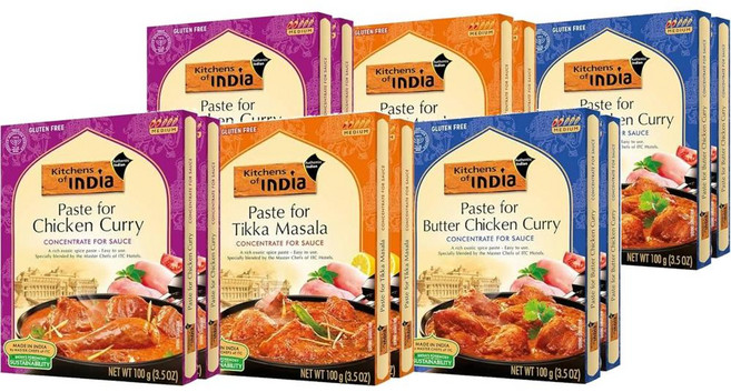 키친오브인디아 버터치킨 티카마살라 치킨 카레 페이스트, 12개, 100g