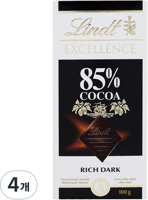 린트 엑설런스 85% 코코아 다크 초콜릿, 100g, 4개