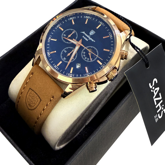 MOIS 최신형 고급 소가죽밴드 남자시계 럭셔리한 스위스 멀티 패션시계