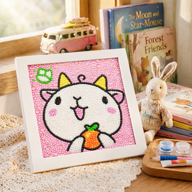 STIX 어린이 보석십자수 액자형 12종 DIY 키트 드릴비즈 만들기 KC인증, 1개, 09.오렌지양