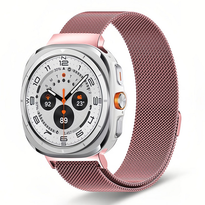 Seefer 밀라노 루프 밴드 마그네틱 조절 슬림 메탈 편직 견고 교체 팔찌 남녀공용 통용사이즈 방수 내구성 강한 스마트워치 스트랩, 장미빨강