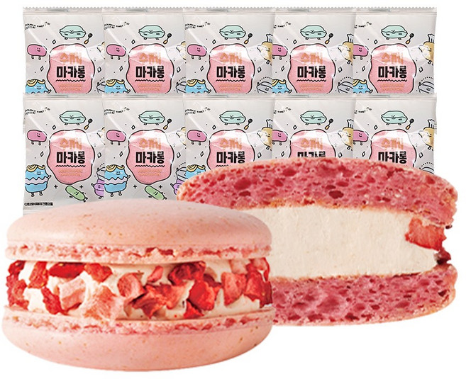 CJ프레시웨이 수제마카롱 딸기, 10개, 18g