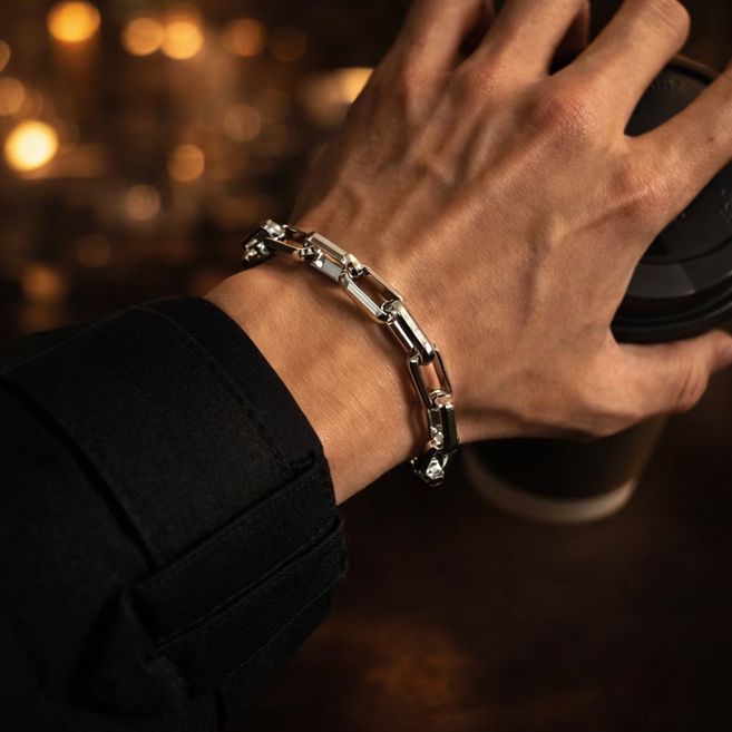 KRAID 스트릿 스타일 티타늄 스틸 체인 팔찌