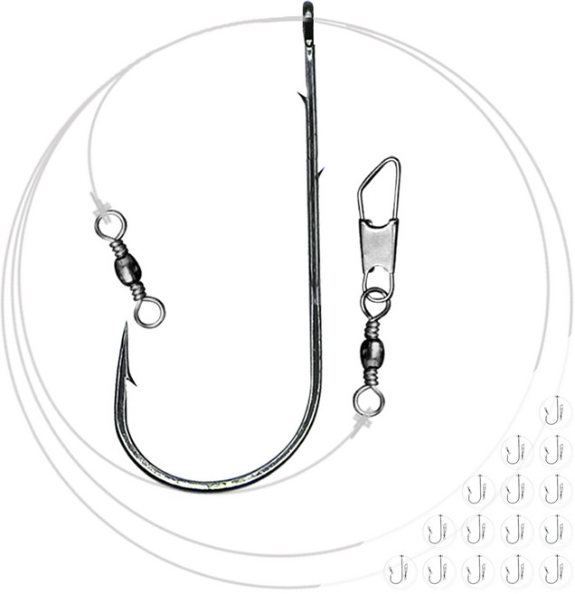 대용량 다운샷채비 팔로마매듭 와이드훅 스트레이트훅, 1세트, 15개입