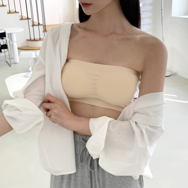 [비마이뮤즈] [안흘러내림] 심리스 밴딩 쫀쫀 노와이어 튜브 브라탑 3color