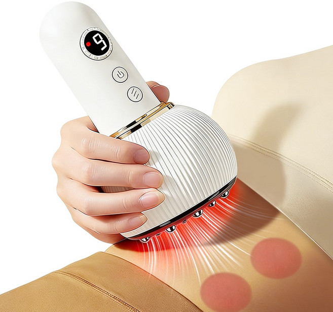 진공 온열 마사지기 무선 온열 흡착식 괄사 마사지기 셀프 바디 안마기 흡입 진공 안마기 9단계 조절, 화이트