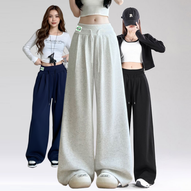 이루이 여성 하이웨이스트 와이드 트레이닝 팬츠 밴딩 숏기장