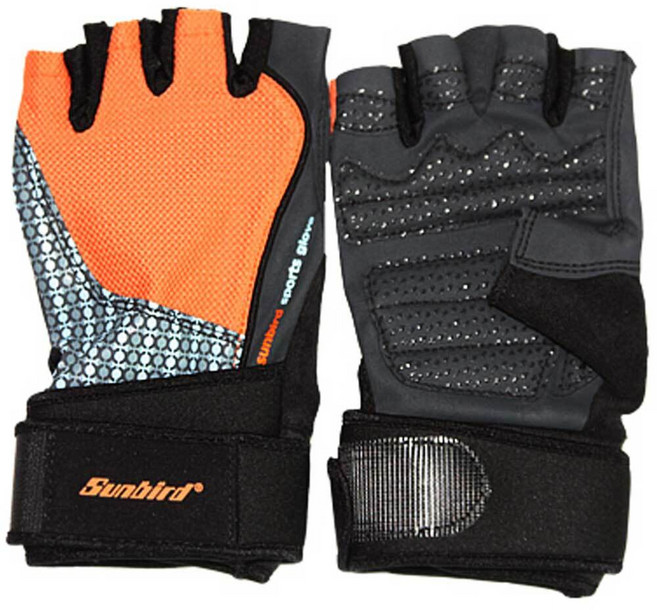 엣스앤 SB835 ORANGE 헬스 레져장갑 미끄럼 방지 손바닥 보호 손목 사이즈 조절 메쉬소재 통풍좋음 썬버드 F, L