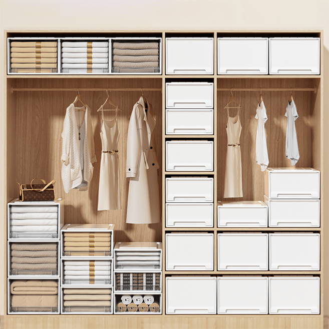 꿀템요정 옷정리 리빙박스, 화이트, 2개