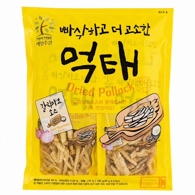 굿픽샵 코스트코 바삭하고 더 고소한 먹태 갈릭마요 황태채 안주 간식 대용량+고급 사탕 증정, 1개, 300g