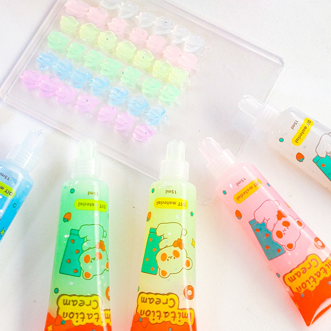 글리터 미니 파스텔 15ml 데코덴 크림 데코크림 접착 탑로더 꾸미기, 투명