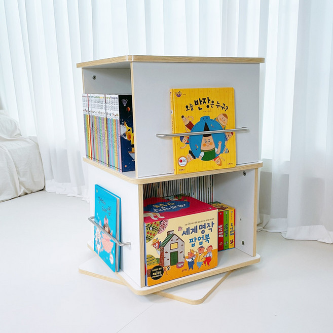 심플룸 회전책장 아기 유아 2단 3단, 화이트