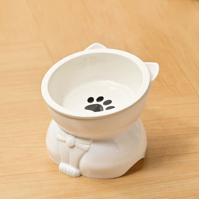 캣도그 강아지 고양이 세라믹 식기 세트, 1세트, 화이트