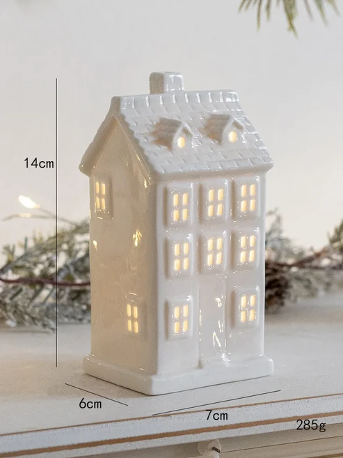 크리스마스 집 장식 LED 조명 송진 회전 음악 트리 조각상 홈 데스크탑 선물, 02 villa