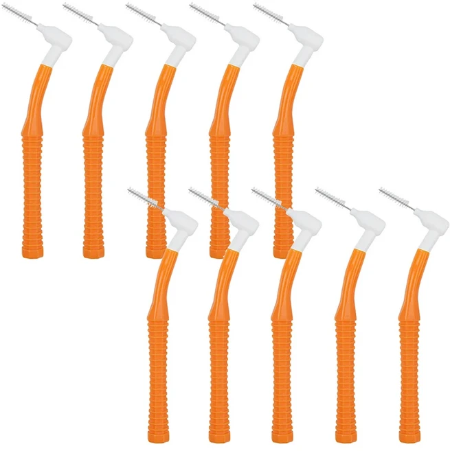10PCS L 자형 치열 교정기 사이의 브러시 미니 칫솔 청소 여행 휴대용, 02 Orange
