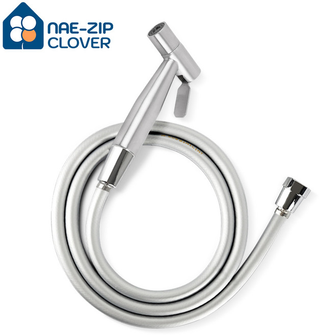 스프레이건 물때방지샤워호스 세트, 2m, 실버