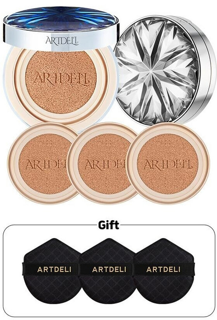 [BEST] 시즌1 아트델리 압솔뤼 라 볼륨 드 쿠션 본품 2개 리필 3개(퍼프 3개 증정), 블루 21호, 13g