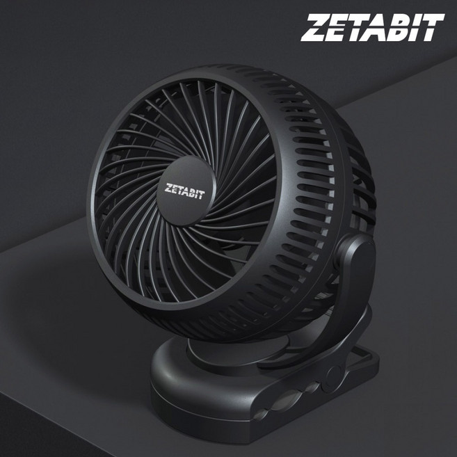 위니워니 무선 휴대용 손선풍기 집게형, 블랙, ZETABIT