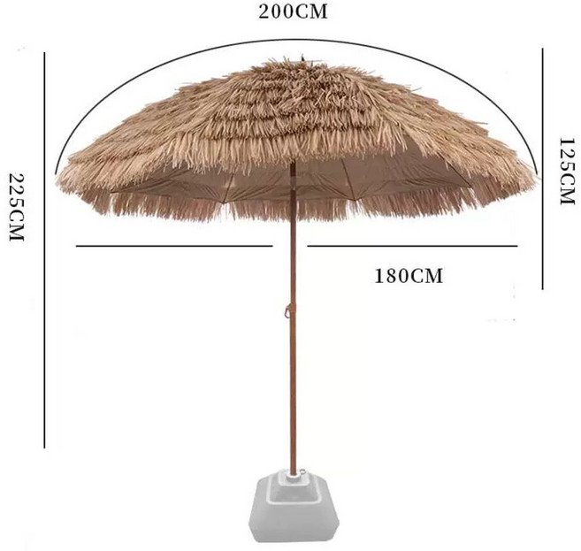 동남아 파라솔 야자수 야외 감성 테라스 가든 빌라 카페 우산 볏짚 모초 정원 해변 그늘막, 2m 우산-흰색 물통