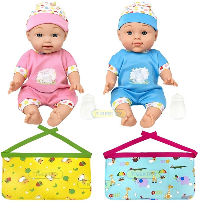 감성발달 아기인형 포대기세트/ 3세 딸아이 돌보기놀이 엄마놀이 어휘력발달 조카사랑, 1세트, 혼합색상