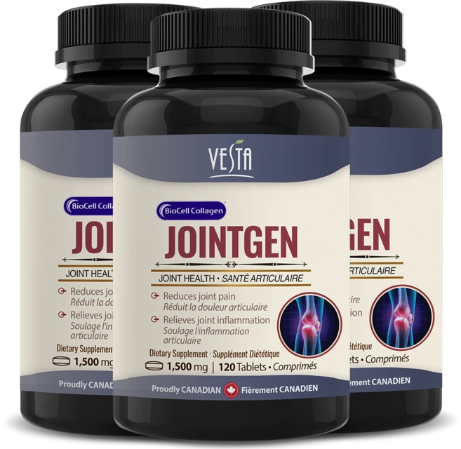 [캐나다본사 빠른직구] 베스타 조인트젠 무릎관절 손목 어깨 손가락 연골 뼈 건강에 좋은 콜라겐 콘드로이친 MSM 엠에스엠 식이유황 바이오셀 특허 콜라겐, 3개, 120정 - 쿠팡