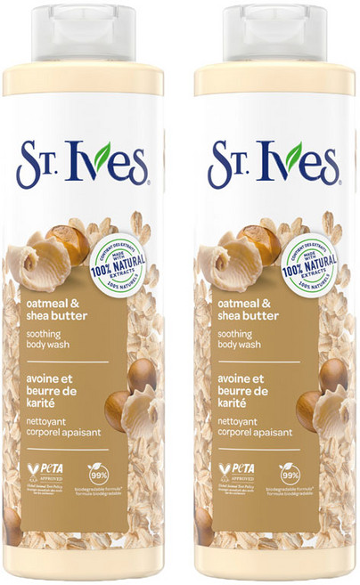 St. Ives 세인트입스 세인트이브스 수딩 바디워시 오트밀 앤 시어버터, 650ml, 2개