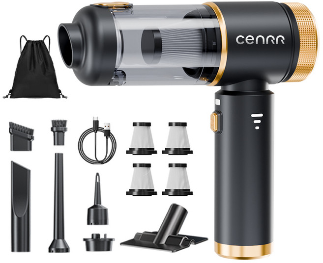CENRR 신제품 핸디청소기 고흡입력 미니 무선 휴대용 소형 원룸 가정용 차량용 컴퓨터청소, 블랙 골드, ZX-106