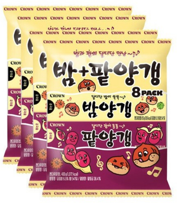 크라운 밤양갱 4p + 팥양갱 4p, 400g, 4세트