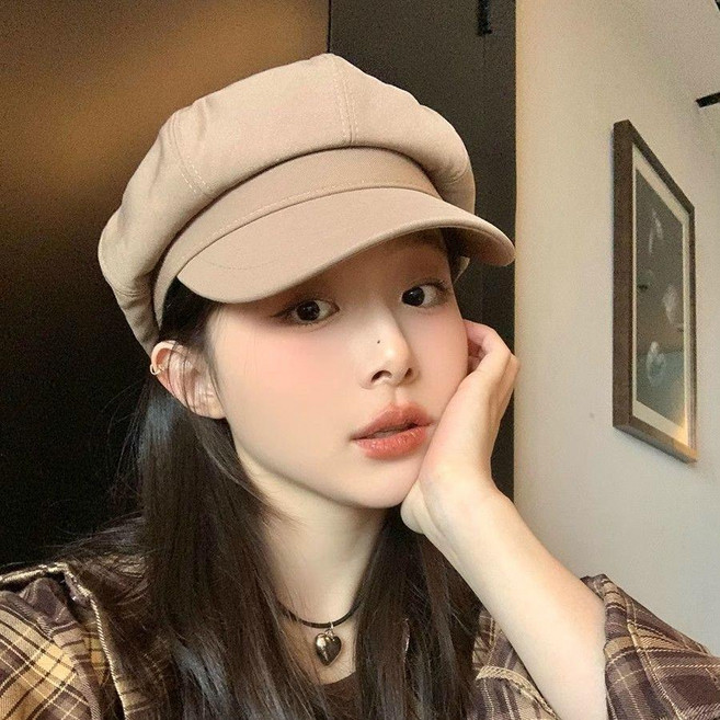 good 八角貝雷帽子女秋冬季大頭圍百搭顯臉小報童畫家帽