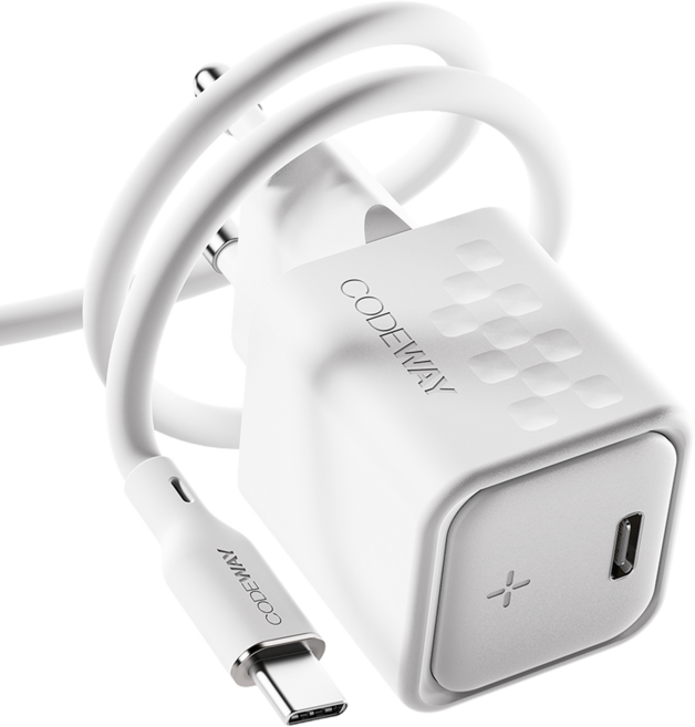 코드웨이 C타입 30W 초고속 충전기 + 60W C to C 1.8m 케이블, 1세트, 크림 화이트