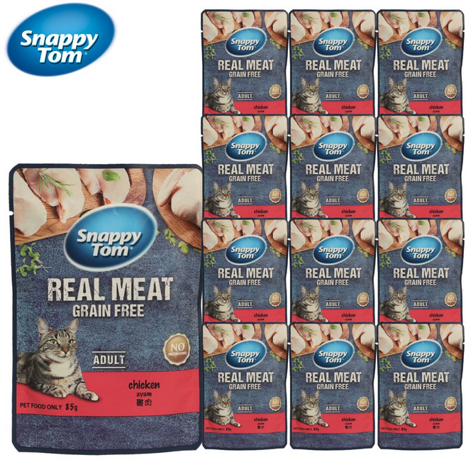 스내피톰 고양이 습식 주식 파우치 대용량, 85g, 12개, 닭고기