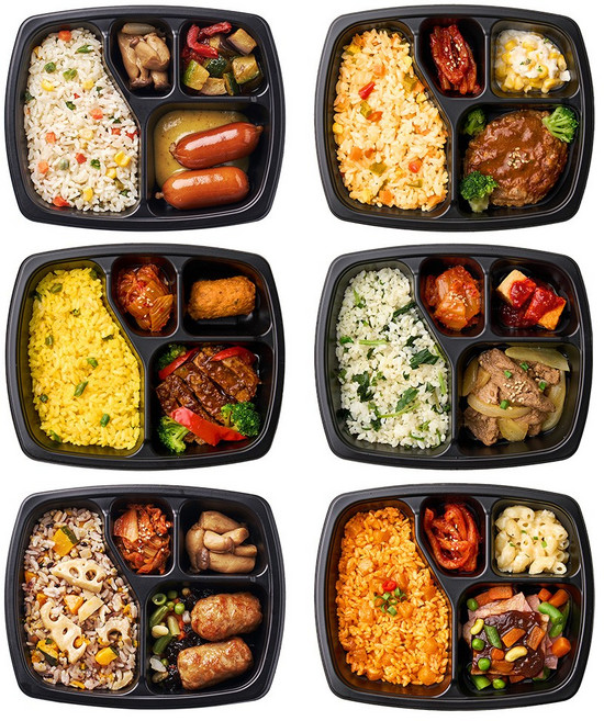 굿스푼 고기반찬 치즈함박 등심간장볶음 훈제바베큐 간장숯불고기 고추고기말이 두툼소시지 편의점 도시락, 3찬4구 고기반찬 6종, 1세트, 1.313kg