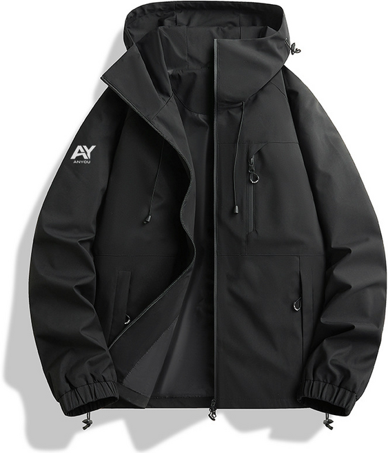 ANYOU 남성 봄가을 야상 바람막이 심플 후드 후드자켓