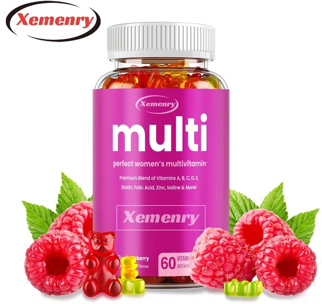 여성용 종합 비타민 구미 나이아신아미드 비타민 B 복합체 루테인 철분 콜린 포스파티딜세린 비타민 D3 함유 (피부 모발 에너지 면역력 뼈 건강 증진), 1개, 60정 - 쿠팡