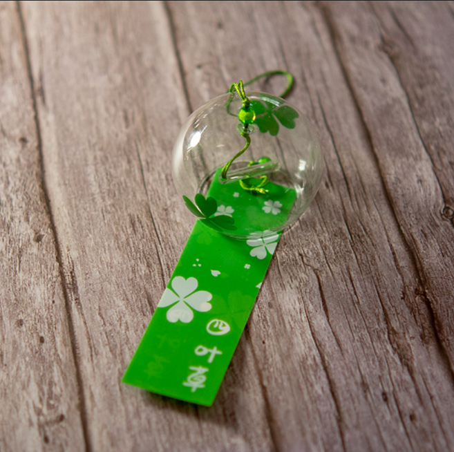 이색행운 후우링 풍경종 투명 액막이도어벨, 네잎클로버후우링