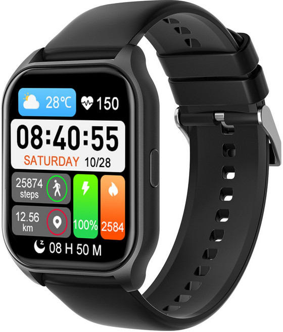 DAICOO 통화가능 GPS 블루투스 스마트워치 42mm, 블랙, 4.2cm, GPS + 블루투스