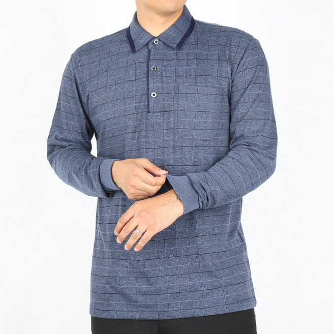 노블진 남성카라티 스판 냉감티셔츠 남자긴팔면티 중년남성옷